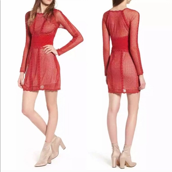 Free People Dresses & Skirts - Free People red corset mesh lace dress